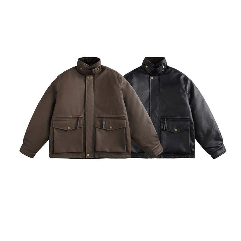 Men's Boxy-padded Utility blazer with high stand-up collar and patch pockets Mune Fashion