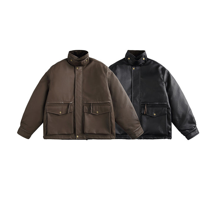 Men's Boxy-padded Utility blazer with high stand-up collar and patch pockets Mune Fashion