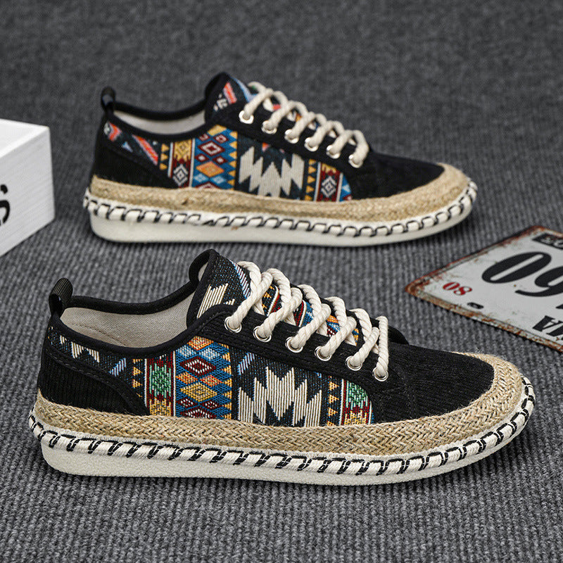 Unisex Espadrille sneaker with woven jute midsole and ethnic woven pattern Mune Fashion
