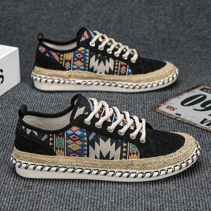 Unisex Espadrille sneaker with woven jute midsole and ethnic woven pattern Mune Fashion