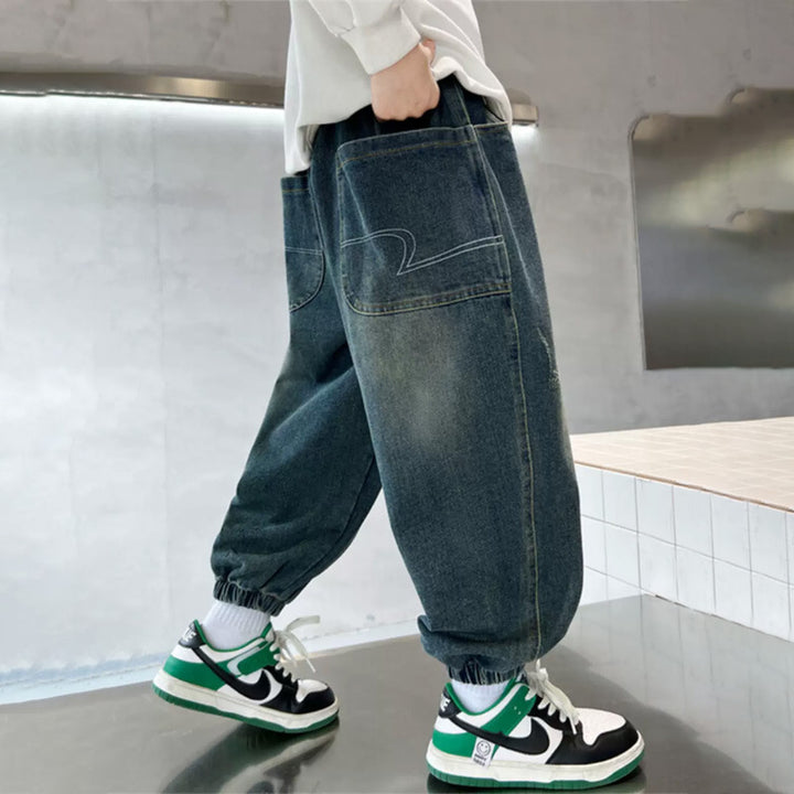 Unisex casual baggy jeans with elastic waistband Mune Fashion