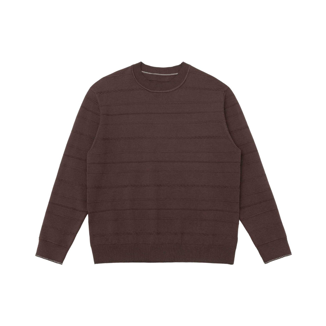 Unisex Lightweight Crew Neck Sweater made of Cotton Blend with Subtle Striped Texture and Ribbed Hem