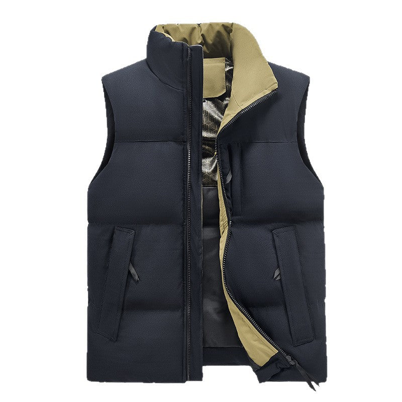 Men's quilted thermo padded vest with high stand-up collar, wind and water-repellent outer shell Mune Fashion