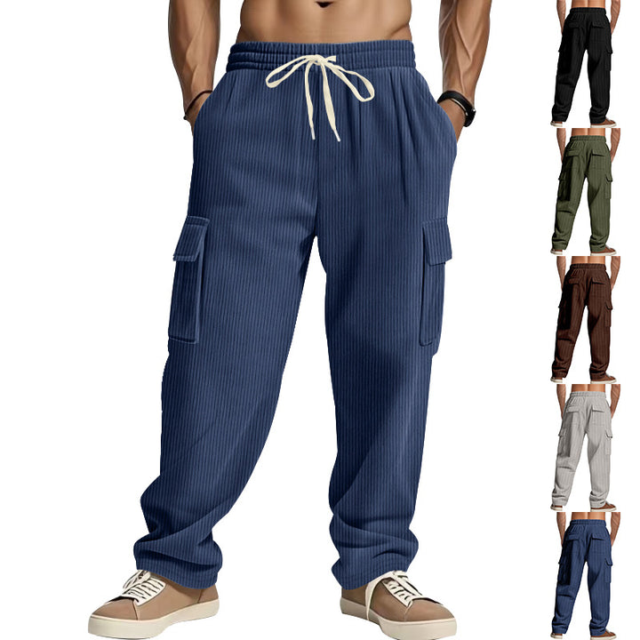 Men's loose corduroy pants with cargo pockets and drawstring waistband Mune Fashion