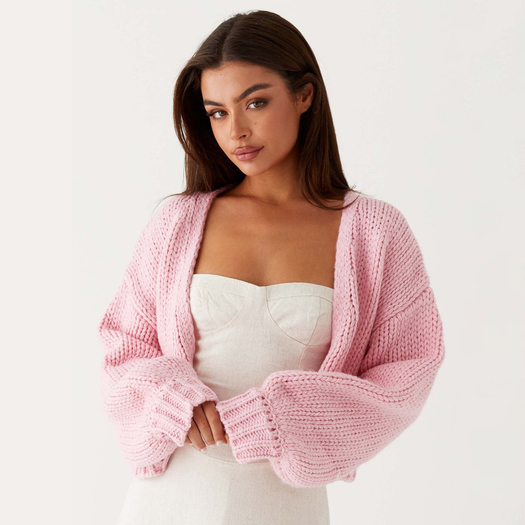 Women's Oversized Chunky Knit Cardigan with Shawl Collar and Ribbed Cuffs Mune Fashion