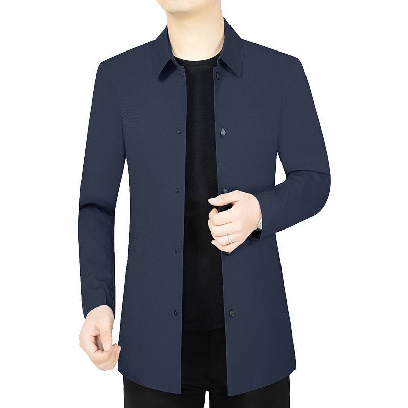 Men's lightweight unlined city coat in shirt jacket style with minimalist button placket Mune Fashion