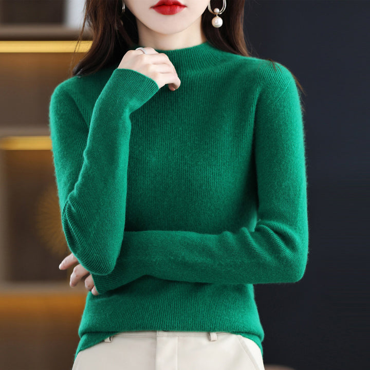 Women's Slim-Fit Mockneck Sweater Made of Cashmere-Like Fine Knit Mune Fashion