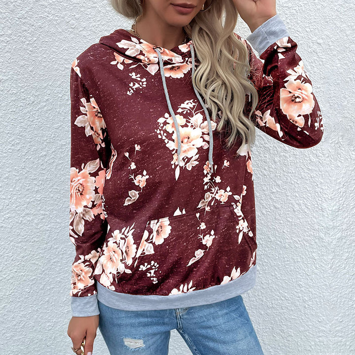 Women Casual Hoodie with Floral Pattern Mune Fashion