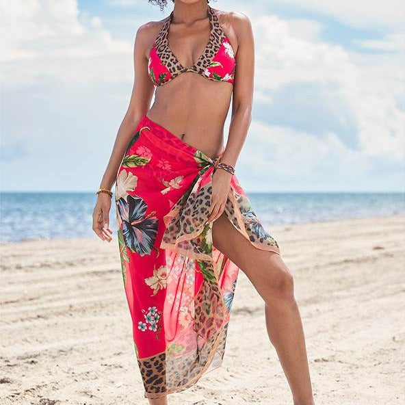 Women Beach Sarong with Colorful Floral and Animal Print Mune Fashion