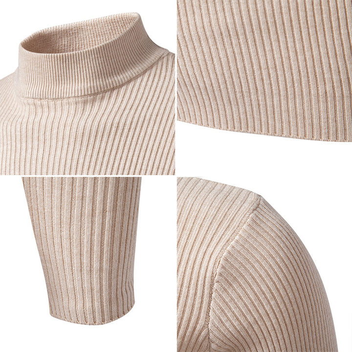Men's ribbed mock neck pullover narrow fit thermal fine knit Mune Fashion