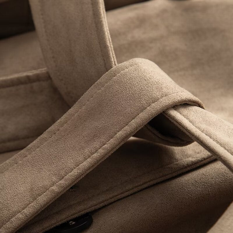 Women's short trench coat in suede-look velvet with tie belt Mune Fashion