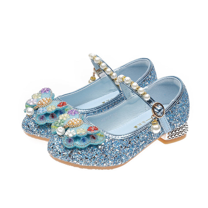 Girls Glittering Ballerinas with Floral Applications Mune Fashion