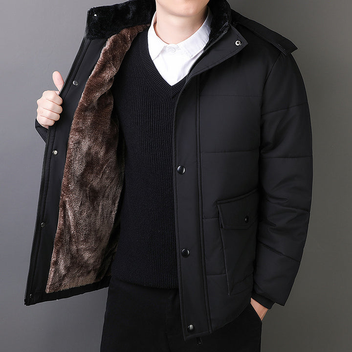 Men's short-cut quilted thermo quilted jacket with quilted lining and faux fur collar Mune Fashion