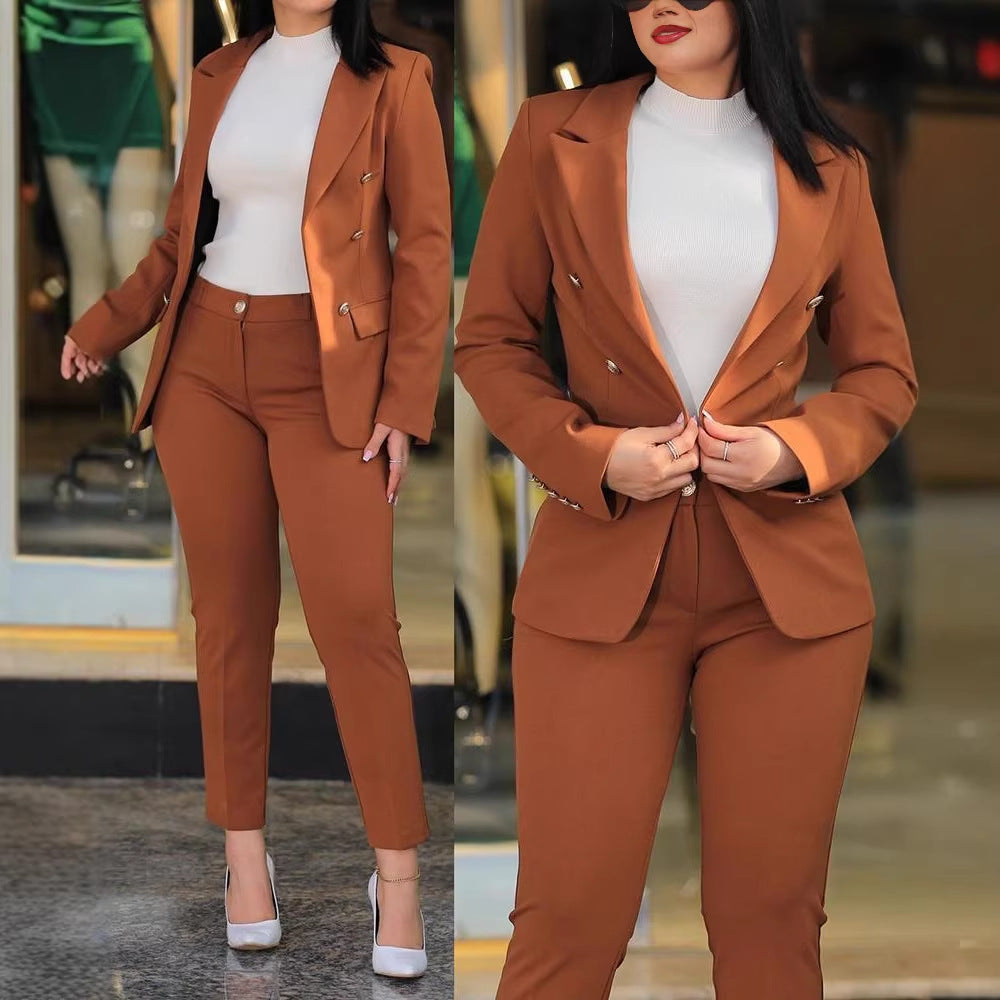 Women's Tailored Two-Piece Blazer with Slim-Fit Trousers in Business Style Mune Fashion