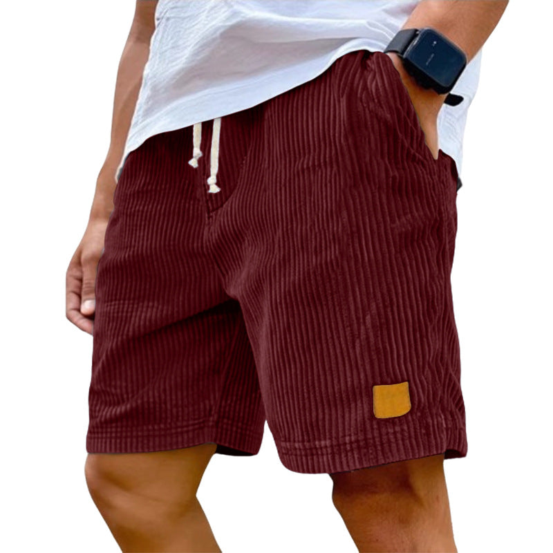 Men's fine corduroy shorts with elastic drawstring waistband, drawstring and deep side pockets Mune Fashion