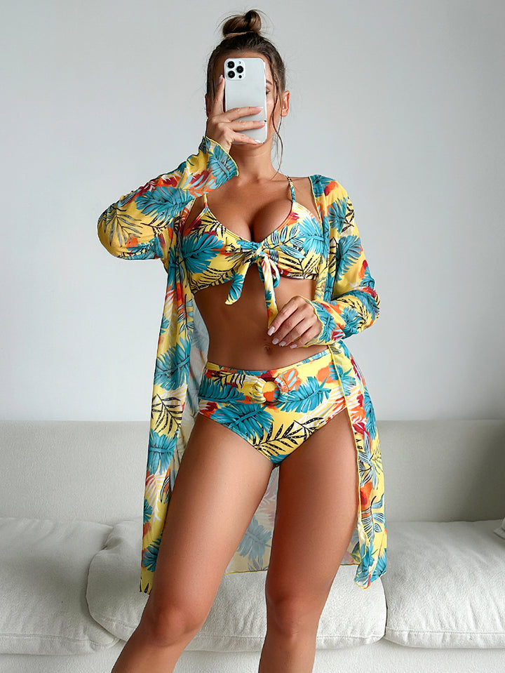 Women’s bikini set with floral design and matching beach cover-up Mune Fashion