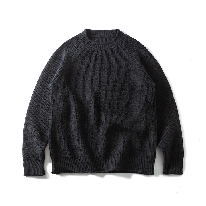 Men's ribbed knit sweater with round neck and raglan sleeves Mune Fashion