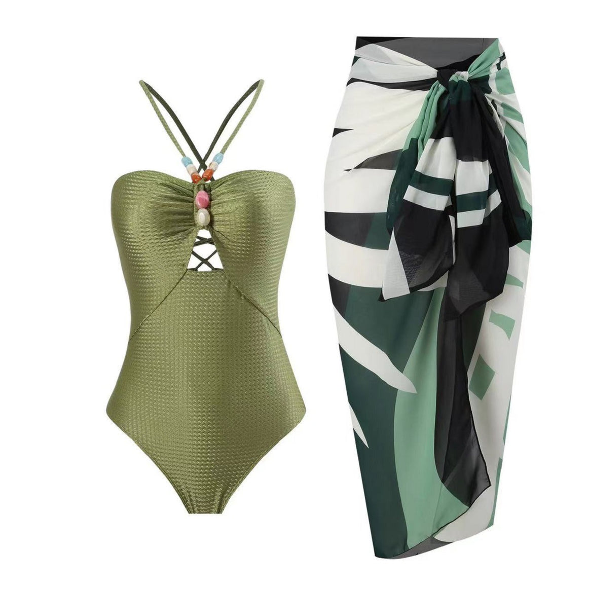 Women's swimsuit with trendy cut-out and elegant wrap skirt Mune Fashion