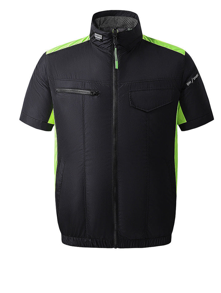 Men's lightweight short sleeve vest with stand-up collar, water-repellent nylon blend and zippered pockets Mune Fashion