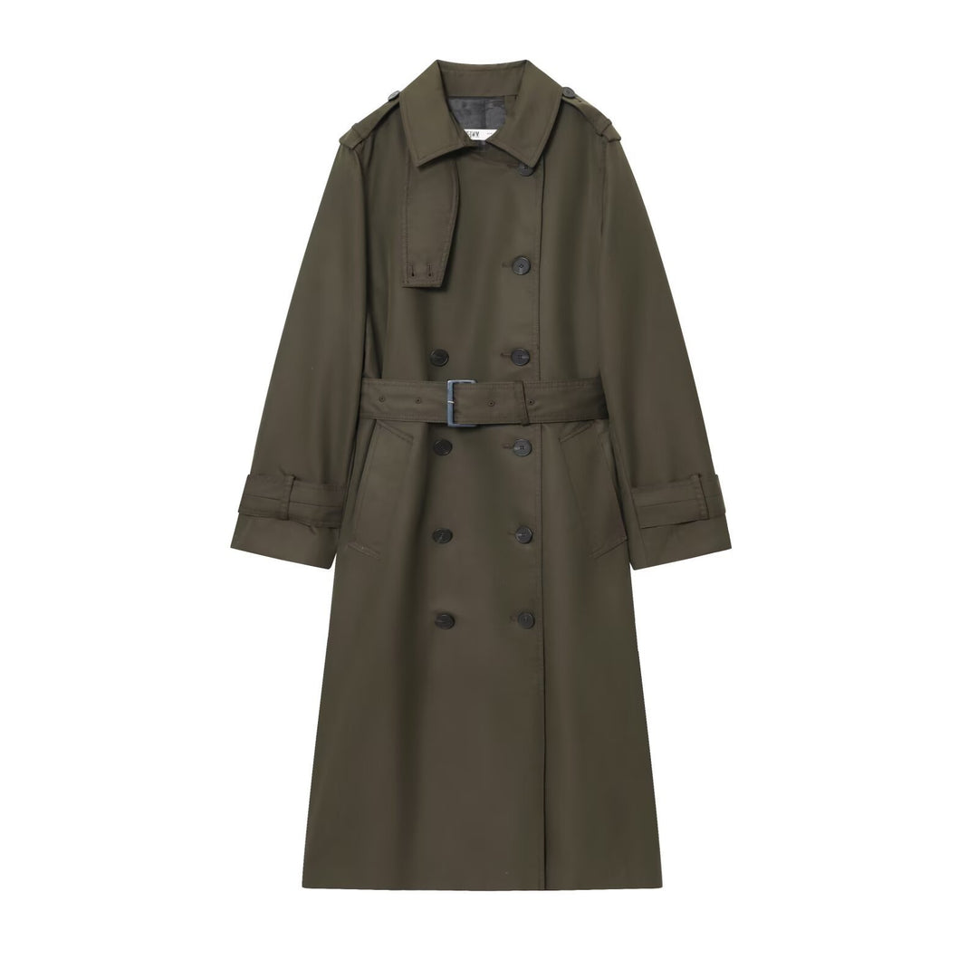 Women 50+ classic trench coat with double-breasted, waist belt and shoulder tab Mune Fashion