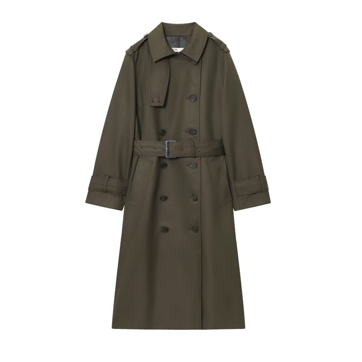 Women 50+ classic trench coat with double-breasted, waist belt and shoulder tab Mune Fashion