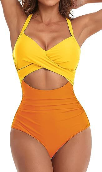 Women's One-Piece Swimsuit with Elegant Wrap Cut Mune Fashion