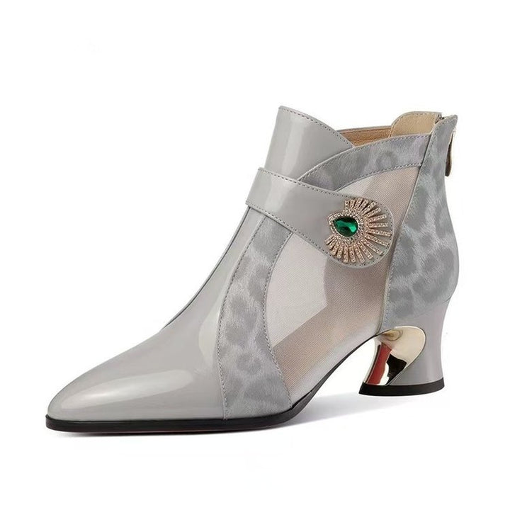 Women Elegant Ankle Boots with Transparent Inserts Mune Fashion
