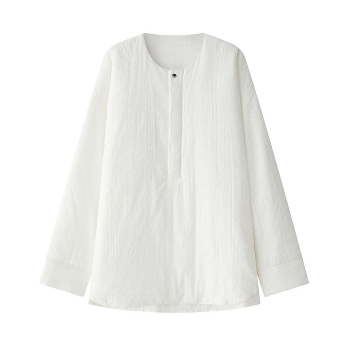Women Oversized Structured Long Blouse with Round Neck and Extended Hem Mune Fashion