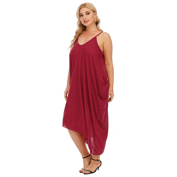 Women's casual maxi dress with deep V-neck and side pockets Mune Fashion