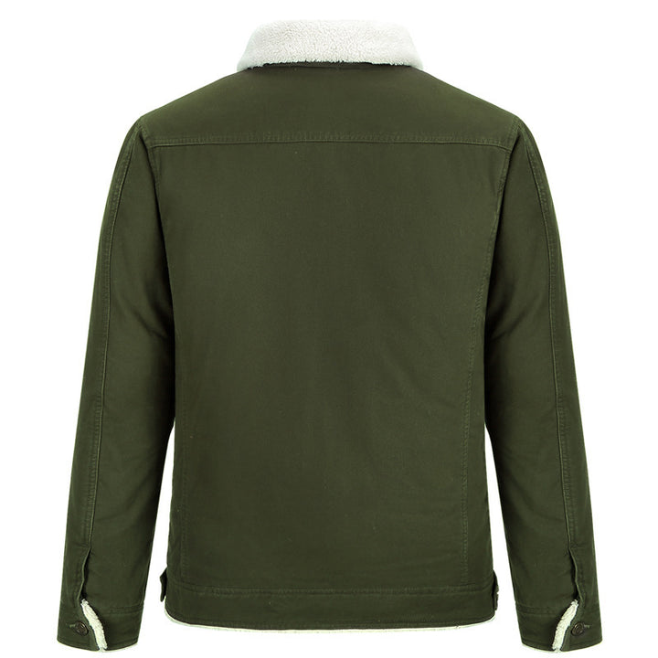Men's Cotton Canvas Trucker Jacket with Sherpa Collar and Full Teddy Lining Mune Fashion