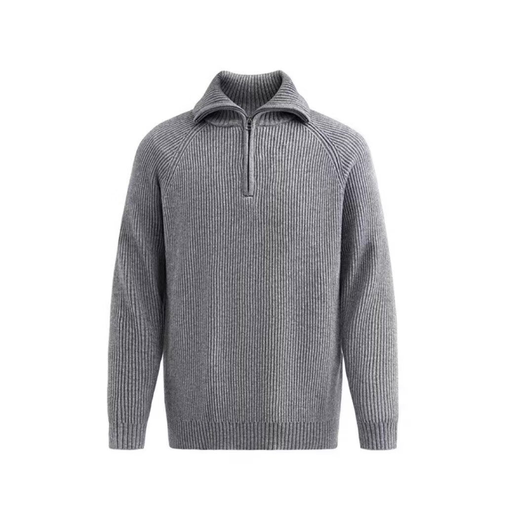 Men's Patterned Knitted Sweater with Stand-up Collar Mune Fashion