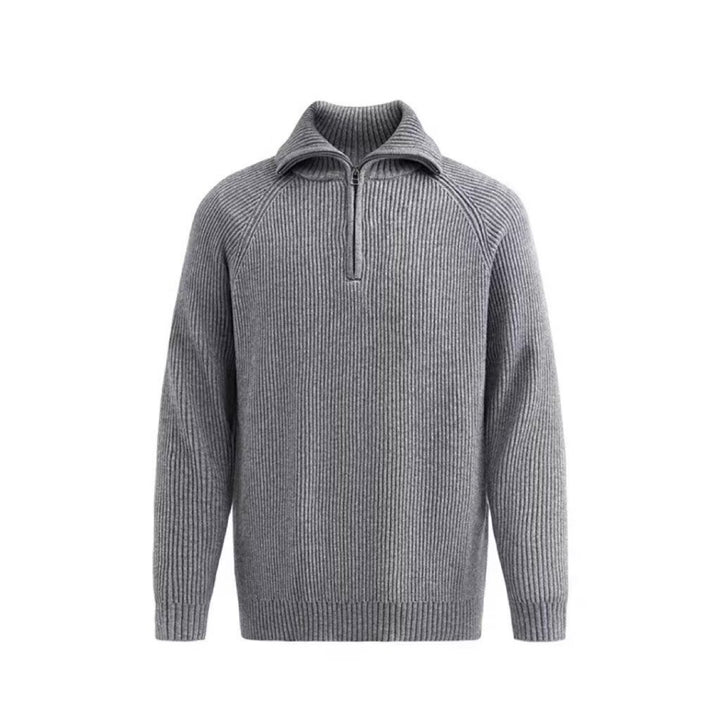 Men's Patterned Knitted Sweater with Stand-up Collar Mune Fashion