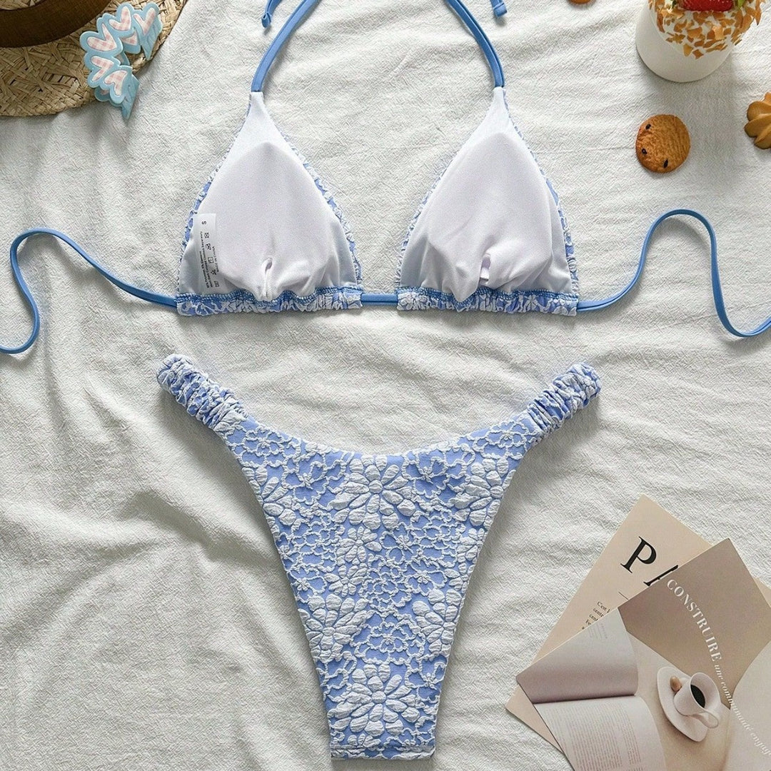 Women Flower-Decorated Triangle Bikini Mune Fashion