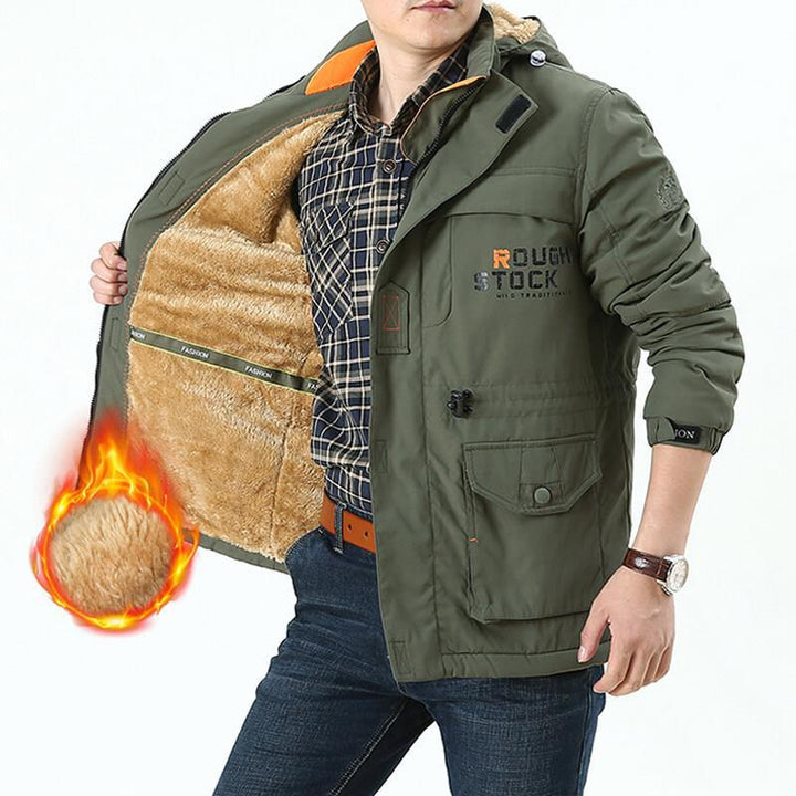 Men's windproof field parka with warming faux fur lining, hood and multifunctional pockets Mune Fashion