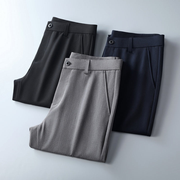 Men's slim-fit suit trousers made of stretch twill with straight leg Mune Fashion