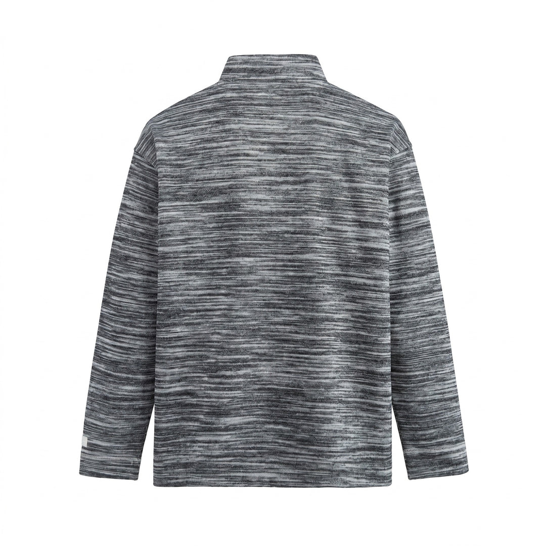 Men's Structured Henley Knit Sweater with Stand-Up Collar and Mélange Texture Mune Fashion