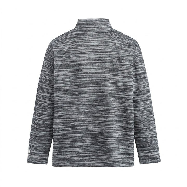 Men's Structured Henley Knit Sweater with Stand-Up Collar and Mélange Texture Mune Fashion
