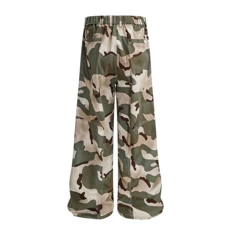 Women's wide cargo culotte pants in loose fit with knee patch and elastic waistband Mune Fashion