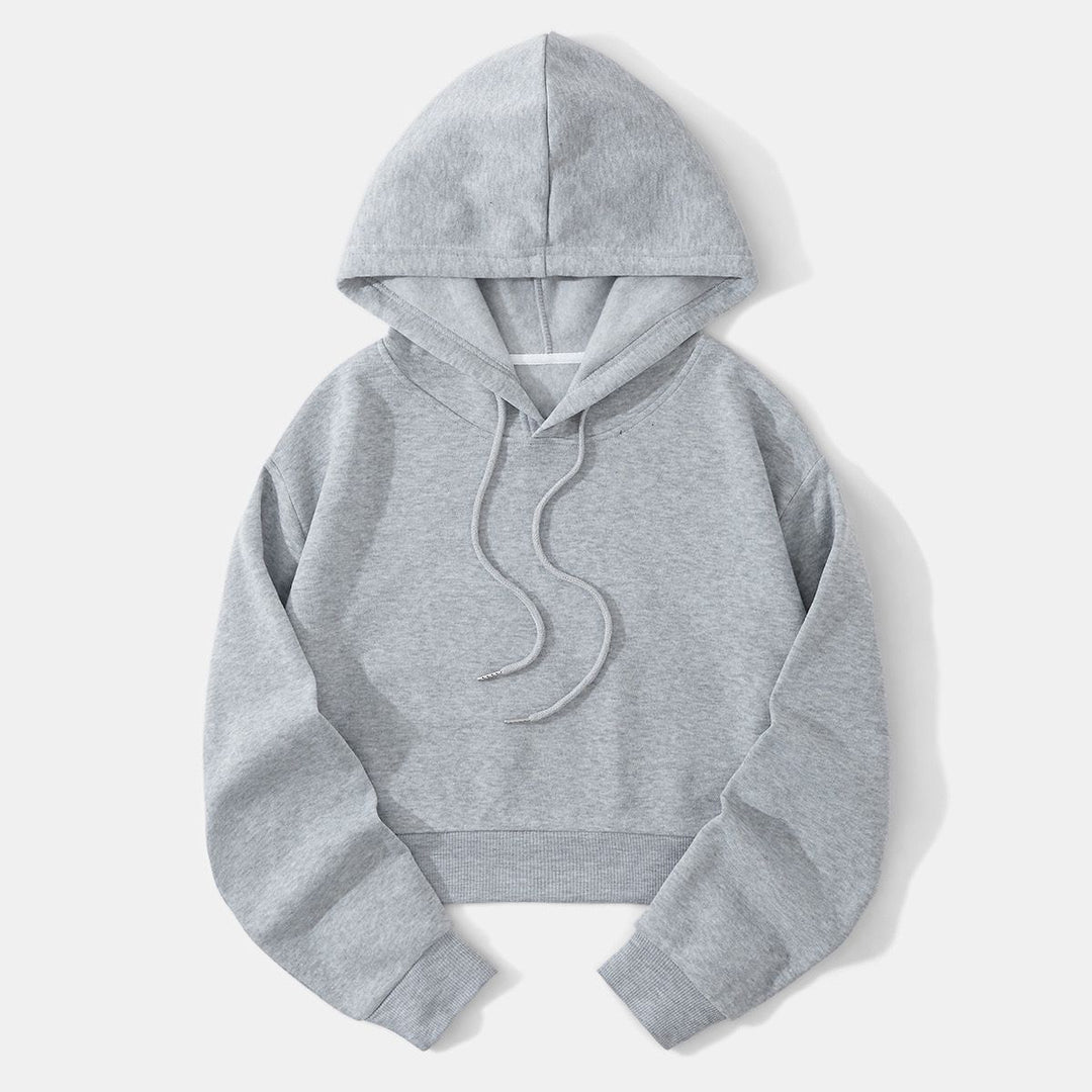 Women's cropped hoodie with soft fleece interior and elastic ribbed hem Mune Fashion