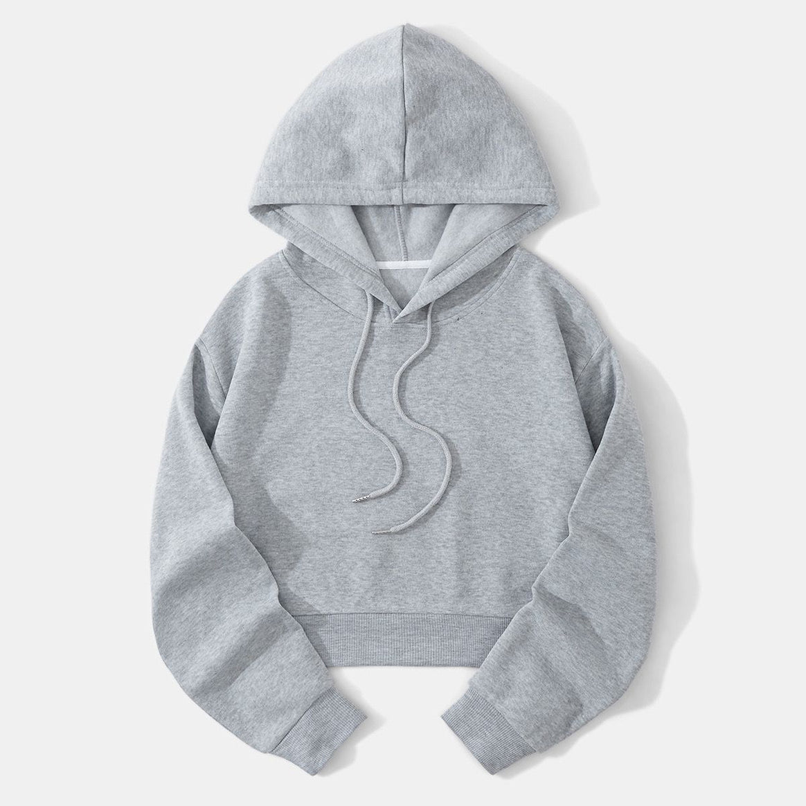 Women's cropped hoodie with soft fleece interior and elastic ribbed hem Mune Fashion