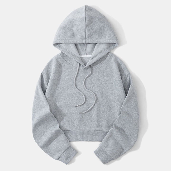 Women's cropped hoodie with soft fleece interior and elastic ribbed hem Mune Fashion
