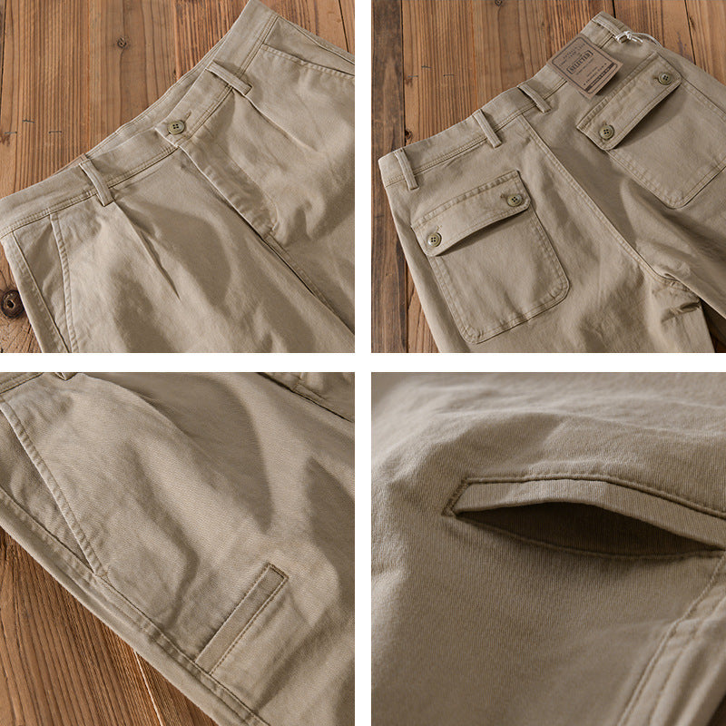 Men's Tapered Cotton Chino with Cargo Pocket and Folded Hem Mune Fashion