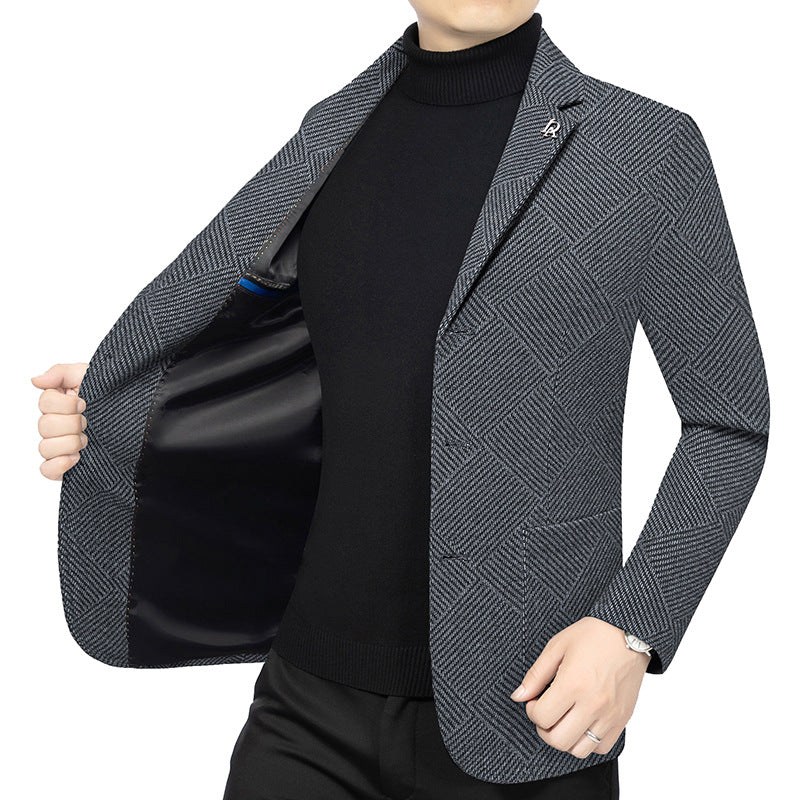 Men's slim-fit herringbone blazer made from textured wool blend Mune Fashion Mune Fashion