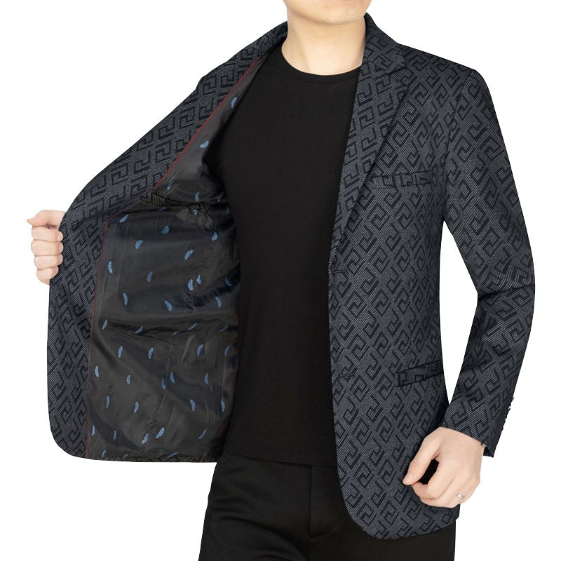 Men's jacquard blazer with geometric structure and partially lined interior Mune Fashion