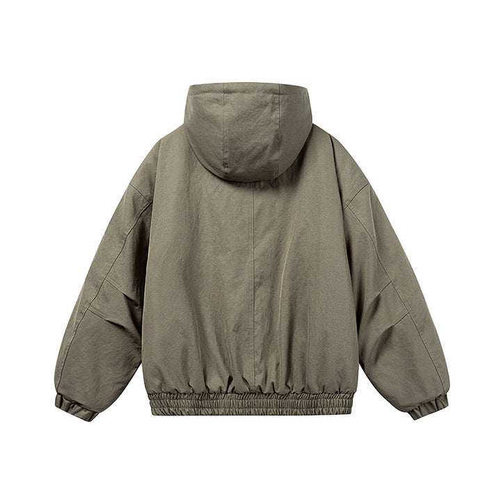 Unisex Short Cut Insulated Jacket in Boxy Cut with Teddy Inner Lining and Diagonally Inserted Zipper Pockets Mune Fashion