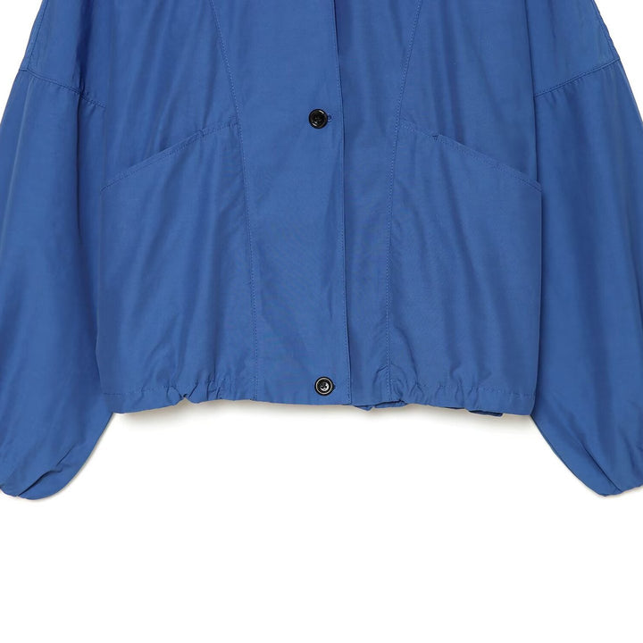 Women's Light Cropped Transitional Jacket with High Stand-Up Collar, Tailored Drawstring and Patch Pockets Mune Fashion