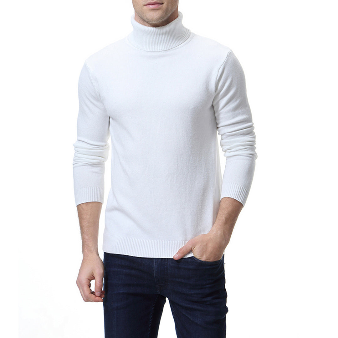 Men's slim fine-knit roll-neck jumper made from a merino cotton blend with ribbed cuffs Mune Fashion