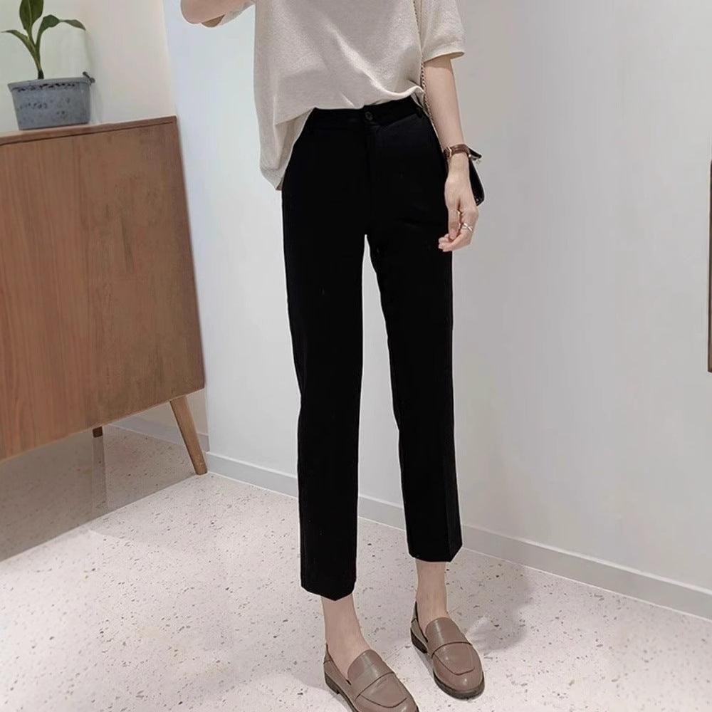Women Figure-Hugging Fabric Trousers Mune Fashion
