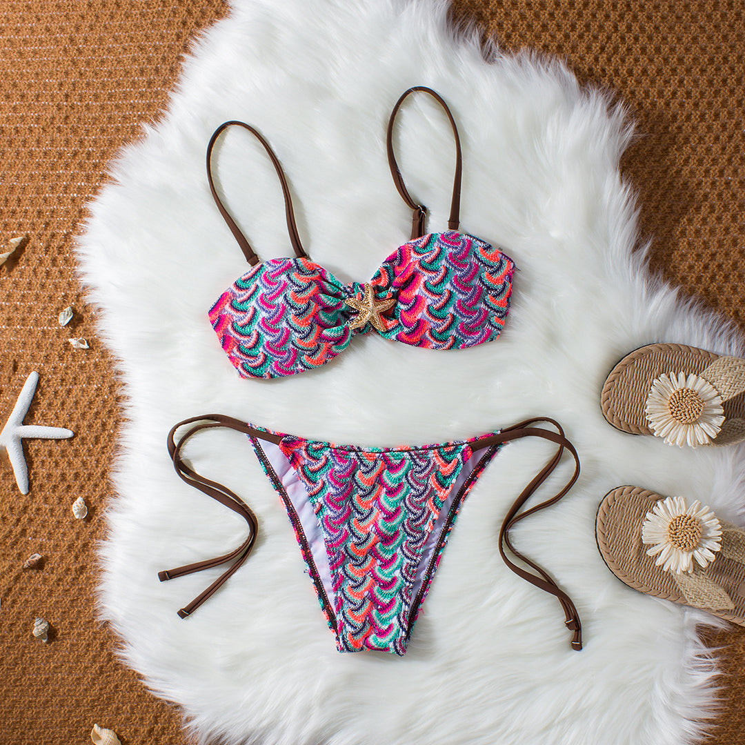 Ladies bandeau bikini with glamorous shell pattern Mune Fashion