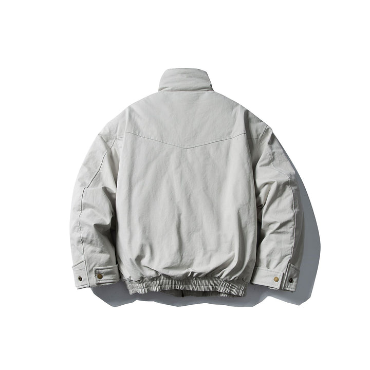 Men's Volume Stand Collar Bomber with Asymmetric Front Flap and Waist Buckle Mune Fashion